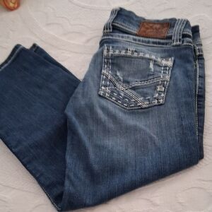 BKE Distressed Blue Skinny Jeans Capri Lowrise Sz.26